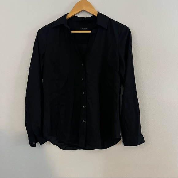 Ann Taylor Classic Black Button-Down Shirt - Picture 1 of 6